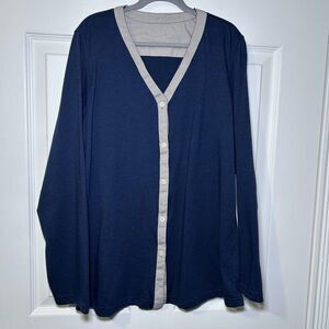 Van Laack Cardigan Sweater Women's Small Blue Button Front Lufthansa First Class